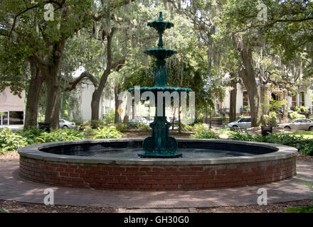 Semiquincentenary (250. Geburtstag) Brunnen in Lafayette Square.  Savannah, Georgia. Stockfoto