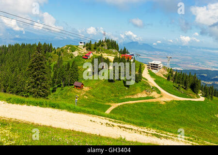 Blick vom Postavarul-massiv, Poiana Brasov, Rumänien Stockfoto