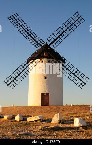 Geographie/Reisen, Spanien, Wind Mill am Nachmittag Licht, Alcázar de San Juan, Region Castilla-La Mancha, Additional-Rights - Clearance-Info - Not-Available Stockfoto