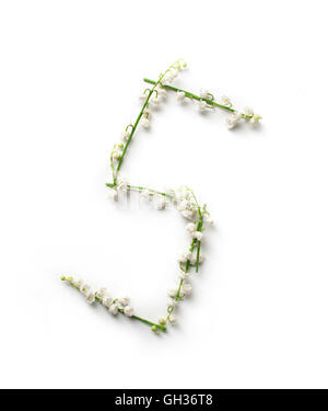 Englisches Alphabet von Blume Lilie Buchstabe S Stockfoto