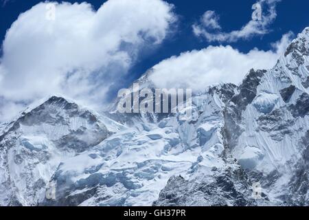 Gipfel des Mount Everest aus Kala Patthar, Sagarmatha Nationalpark, Solukhumbu Bezirk, Nepal, Asien Stockfoto