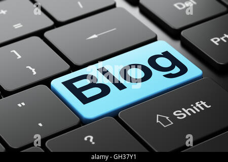 Web-Development-Konzept: Blog über Computer Tastatur Hintergrund Stockfoto