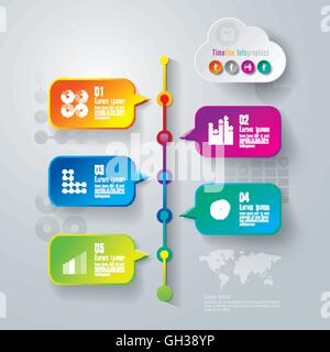 Zeitachse Infografiken Vorlage Vektor Illustration und Business-Icons. Stock Vektor