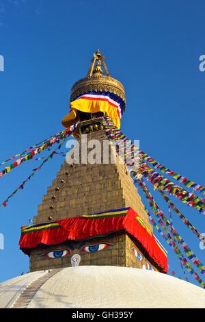 Alle sehenden Augen von Buddha, Boudhanath Stupa, Kathmandu, Nepal, Asien Stockfoto