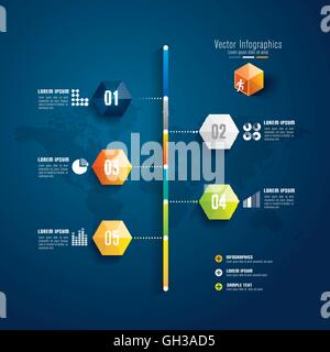 Zeitachse Infografiken Vorlage Vektor Illustration und Business-Icons. Stock Vektor
