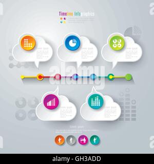 Zeitachse Infografiken Vorlage Vektor Illustration und Business-Icons. Stock Vektor