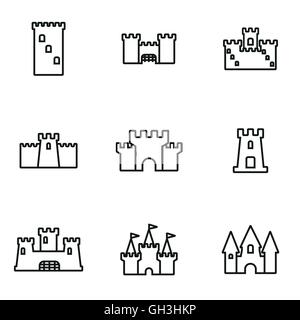 Vektor-Linie Schloss Iconset auf weißem Hintergrund Stock Vektor