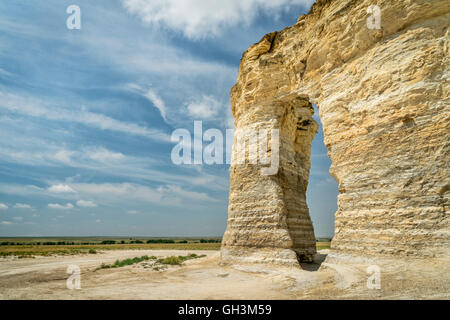 Kreide-Formationen am Denkmal Felsen nationales Naturdenkmal im westlichen Kansas Gove County Stockfoto