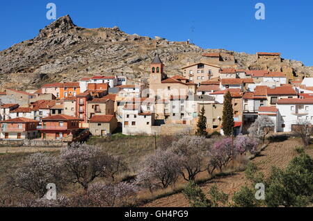 Geographie/Reisen, Spanien, Häuser der Stadt gargallo am Nachmittag Licht, Provinz Teruel, Additional-Rights - Clearance-Info - Not-Available Stockfoto