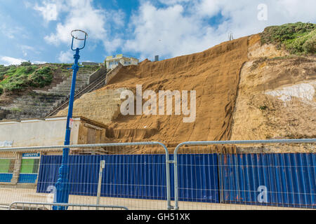 Die Cable Car Station in Bournemouth. Website einer jüngsten Klippe zusammenbrechen. Stockfoto