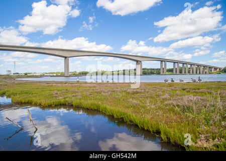 Blick auf die Orwell-Brücke in suffolk Stockfoto