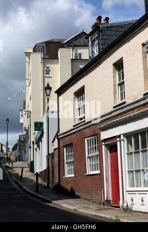 Exeter Street in der Nähe der alten West Gate, Exeter. Es ist an der Unterseite der West Street, neben dem Stepcote-Hügel. Die ursprüngliche Kirche Stockfoto