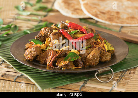 Kerala Rind braten. Rindfleisch Ularthiyathu. Indien-Essen Stockfoto