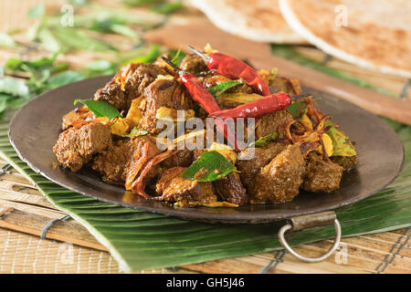 Kerala Rind braten. Rindfleisch Ularthiyathu. Indien-Essen Stockfoto