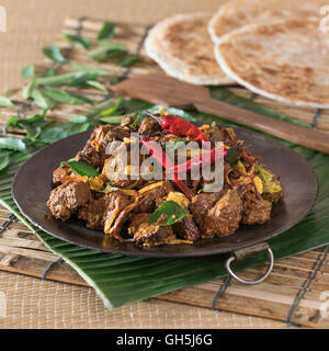 Kerala Rind braten. Rindfleisch Ularthiyathu. Indien-Essen Stockfoto