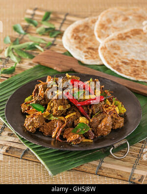 Kerala Rind braten. Rindfleisch Ularthiyathu. Indien-Essen Stockfoto