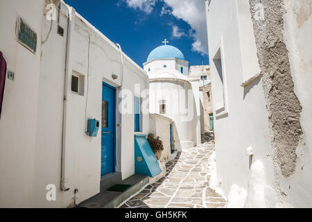 Griechische Kirche in Lefkes, Insel Paros, Griechenland Stockfoto