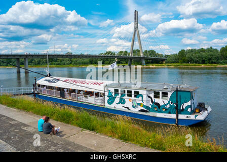 Restaurant Schiff, am Fluss Vistula, Bulwar Bohdana Grzymaly-Siedleckiego, Warschau, Polen Stockfoto