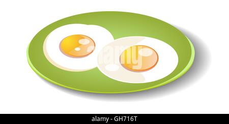 Spiegeleier auf dem Teller. Vektor-Illustration Stock Vektor
