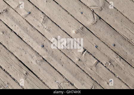 Alte graue Holzboden mit Schraube, Foto Hintergrundtextur Stockfoto