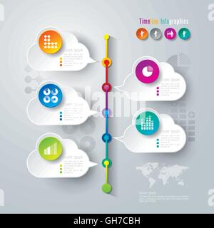 Zeitachse Infografiken Vorlage Vektor Illustration und Business-Icons. Stock Vektor