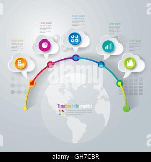 Zeitachse Infografiken Vorlage Vektor Illustration und Business-Icons. Stock Vektor