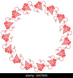 Stilisierte Ikone der farbigen Menge Trauben angeordnet in einem Kreis auf weißem Hintergrund Stock Vektor