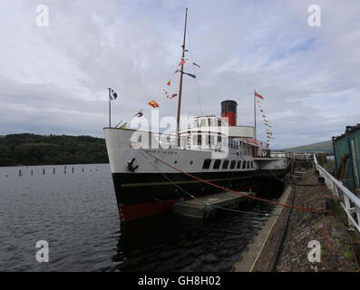 Historischen Dampfschiff Magd des Sees vor Anker am Loch Lomond, Schottland August 2016 Stockfoto