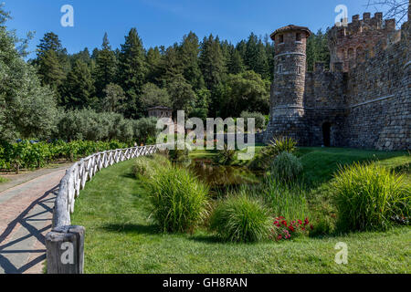 Napa Valley Winery, Castello di Amorosa. Nordkalifornien. Stockfoto