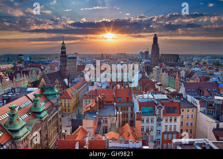 Wroclaw. Bild von Wroclaw, Polen im Sommer Sonnenuntergang. Stockfoto