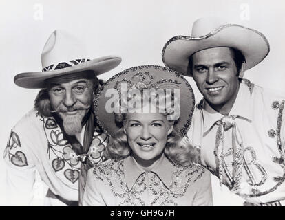 LOUIS CALHERN (Buffalo Bill Cody), BETTY HUTTON (Annie Oakley), HOWARD KEEL (Frank Butler) Film, Fernsehen, Literaturverfilmung, Western, musikalische, 50er-Regie: George Sidney aka. Annie erhalten Ihre Gewehr Stockfoto