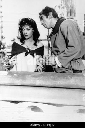 DER GLÖCKNER VON NOTRE-DAME Notre-Dame de Paris Italien/Frankreich 1956 Jean Delannoy Esmeralda (GINA LOLLOBRIGIDA) Und Quasimodo (ANTHONY QUINN) Film, Fernsehen, Drama, Literaturverfilmung, 50er-Regie: Jean Delannoy aka. Notre-Dame de Paris Stockfoto