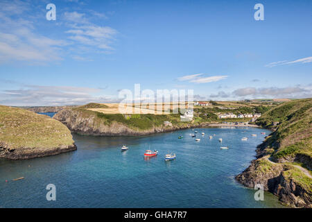 Den Hafen und das Dorf von Abercastle in Pembrokeshire, Wales, Großbritannien. Stockfoto