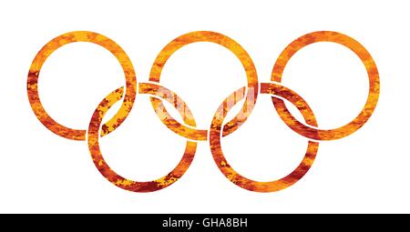 Ringe der Olympischen Stil der Brandanschlag auf einem weißen Hintergrund Stock Vektor