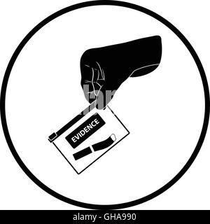 Hand hält Beweise Tasche Symbol. Dünnen Kreis Design. Vektor-Illustration. Stock Vektor