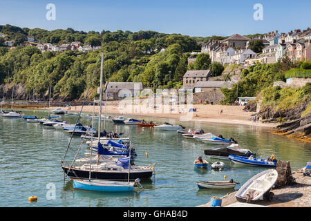 South Beach und Hafen, New Quay, Ceredigion, Wales, UK Stockfoto