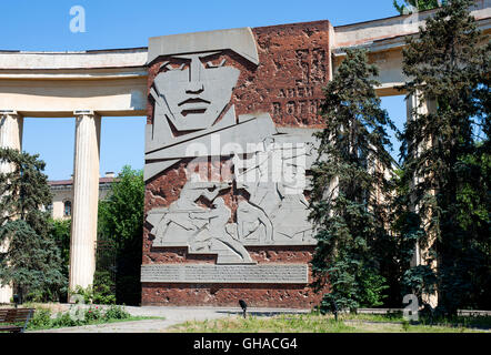 Volgograd, Russland - 27. Juni 2016 Pawlows Haus - das Denkmal des 2. Weltkrieges in Wolgograd (ehemals Stalingrad), Russland. Stockfoto