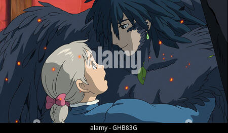 DAS WANDELNDE SCHLOSS Hauru keine Ugoku Shiro / Howl es Moving Castle Japan 2004 Hayao Miyazaki Hauro, in Vogelgestalt, Mit Sophie. Regie: Hayao Miyazaki aka. Hauru keine Ugoku Shiro / das wandelnde schloss Stockfoto