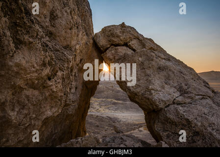 Sonnenuntergang über Trona Pinnacles in Kalifornien. Stockfoto