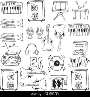 Lager Sammlung Vektor Musik Kritzeleien Stock Vektor