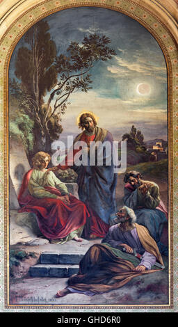 Wien - Juli 27: Gebet Jesu im Garten Gethsemane von Franz Josef Dobiaschofsky ab 19. Jhdt. in der Altlerchenfelder Kirche Stockfoto