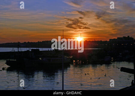 Sonnenuntergang von Bridlington Hafen Stockfoto