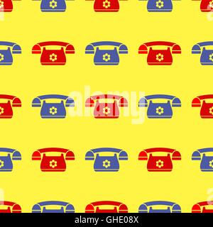 Nahtlose Retro rot blau Telefonmuster Stock Vektor