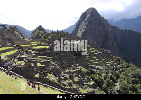 Machu Picchu am Nachmittag. Inka Zitadelle, die hoch in den Anden in Peru eingestellt. Stockfoto