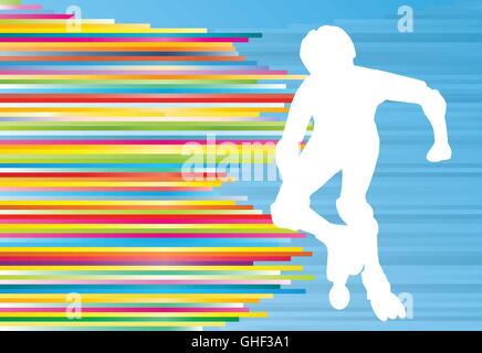 Junge fahren Inline Skates abstract Vector Hintergrund illustration Stock Vektor