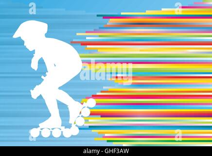 Junge fahren Inline Skates abstract Vector Hintergrund illustration Stock Vektor