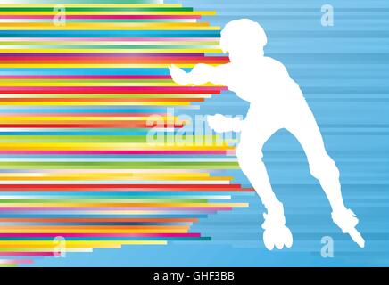 Junge fahren Inline Skates abstract Vector Hintergrund illustration Stock Vektor