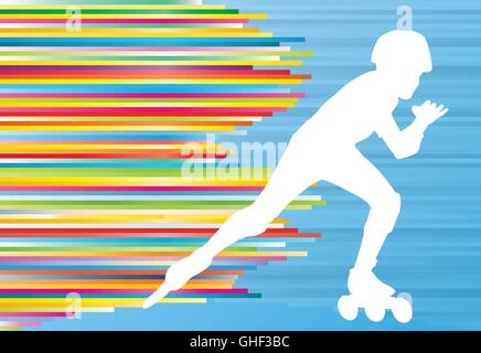 Junge fahren Inline Skates abstract Vector Hintergrund illustration Stock Vektor