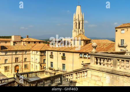 Blick auf den Domplatz Girona Spanien Stockfoto