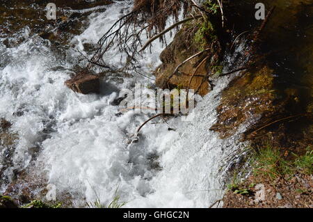 Schaum auf einem Wasserlauf Stockfoto